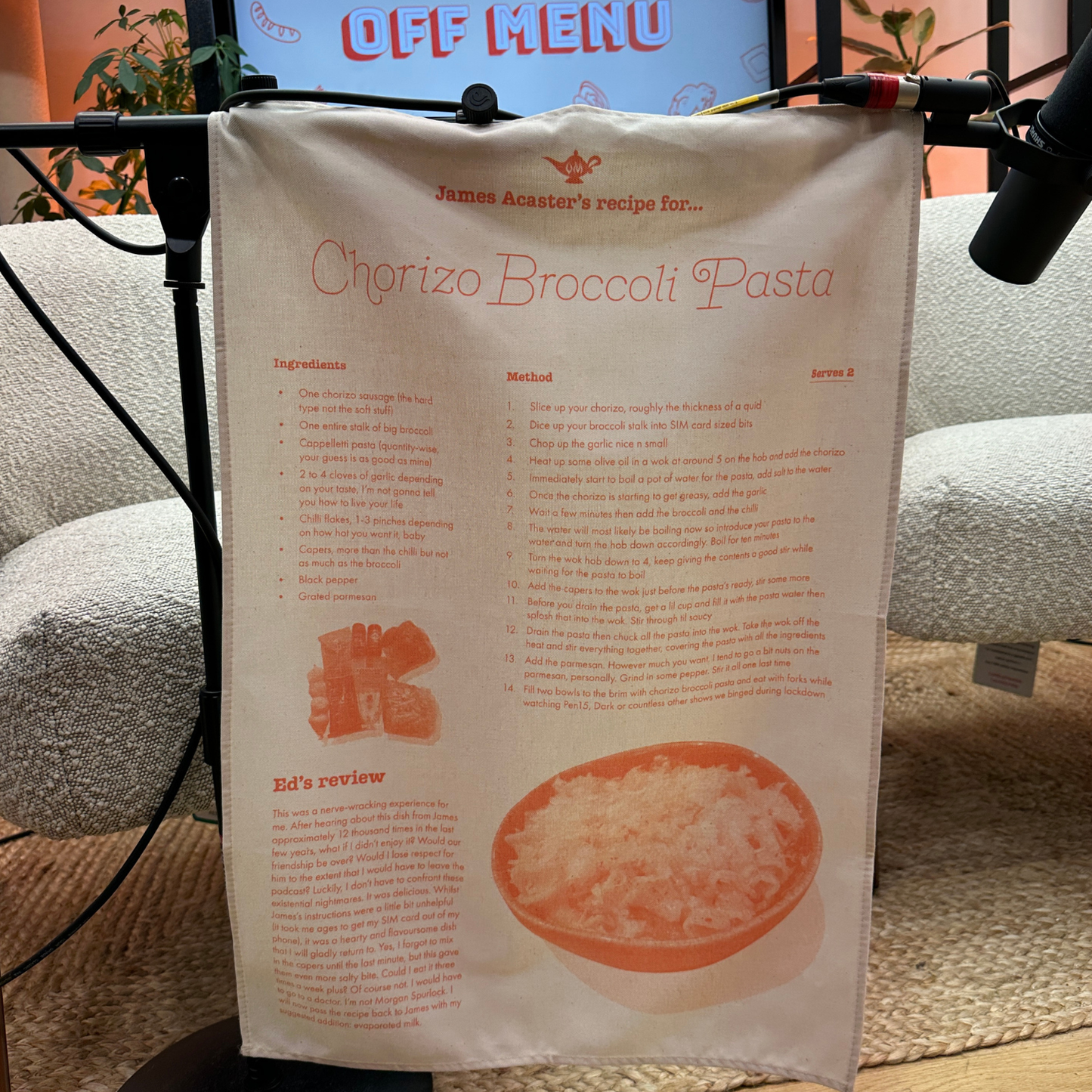 Chorizo Broccoli Pasta Tea Towel